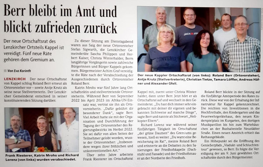 Berr bleibt im Amt und blickt zufrieden zurück Berr bleibt im Amt und blickt zufrieden zurück