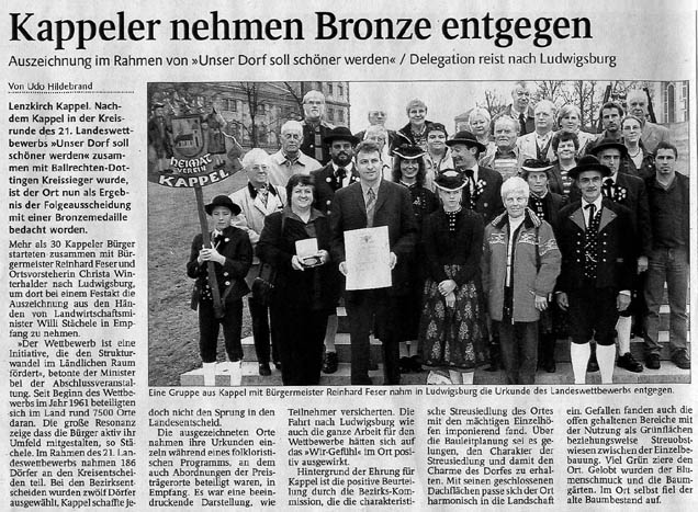 Bronze für Kappel im Hochschwarzwald