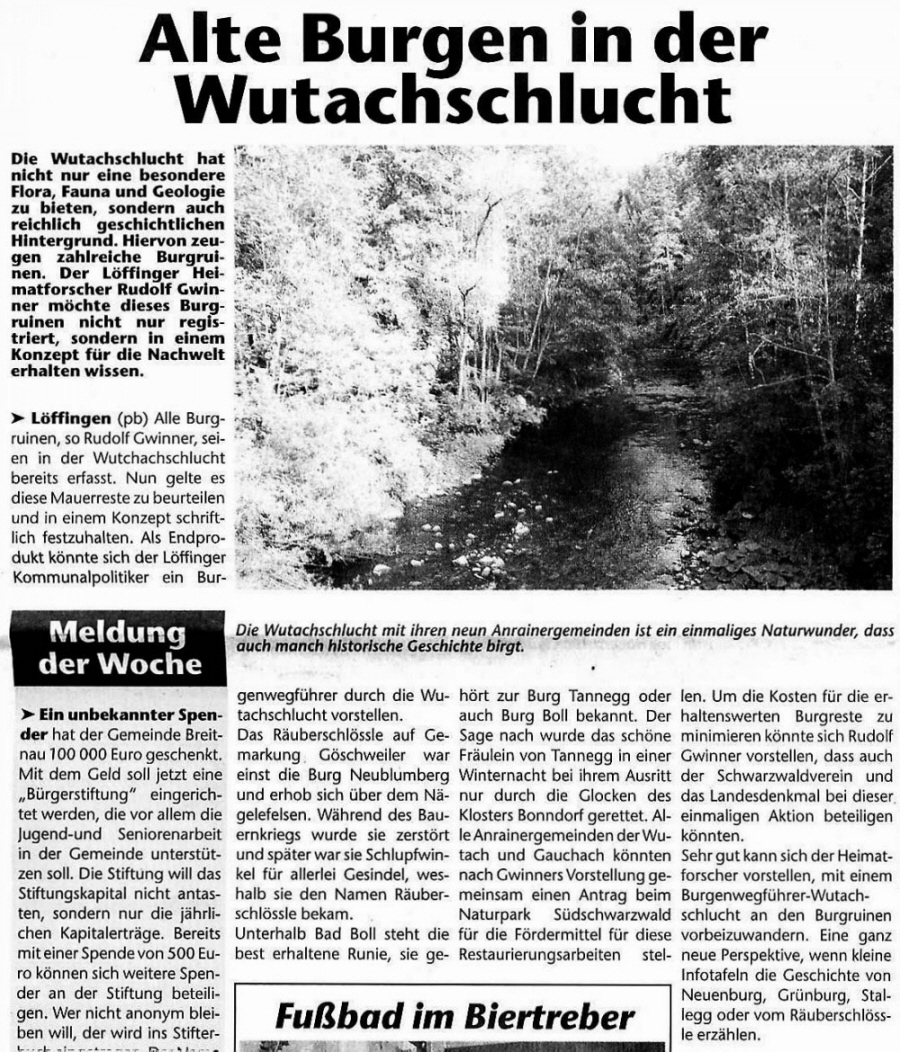 Alte Burgen in der Wutachschlucht