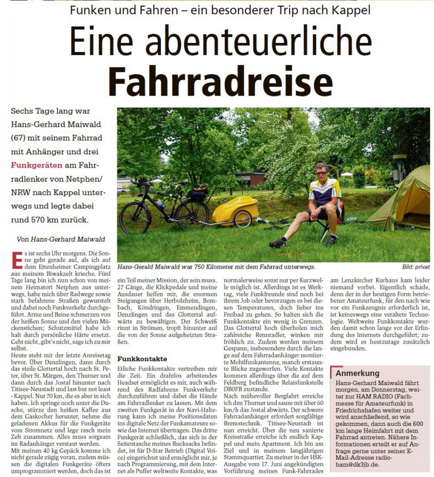 Radfahren und Funken - Der besondere Abenteuertrip