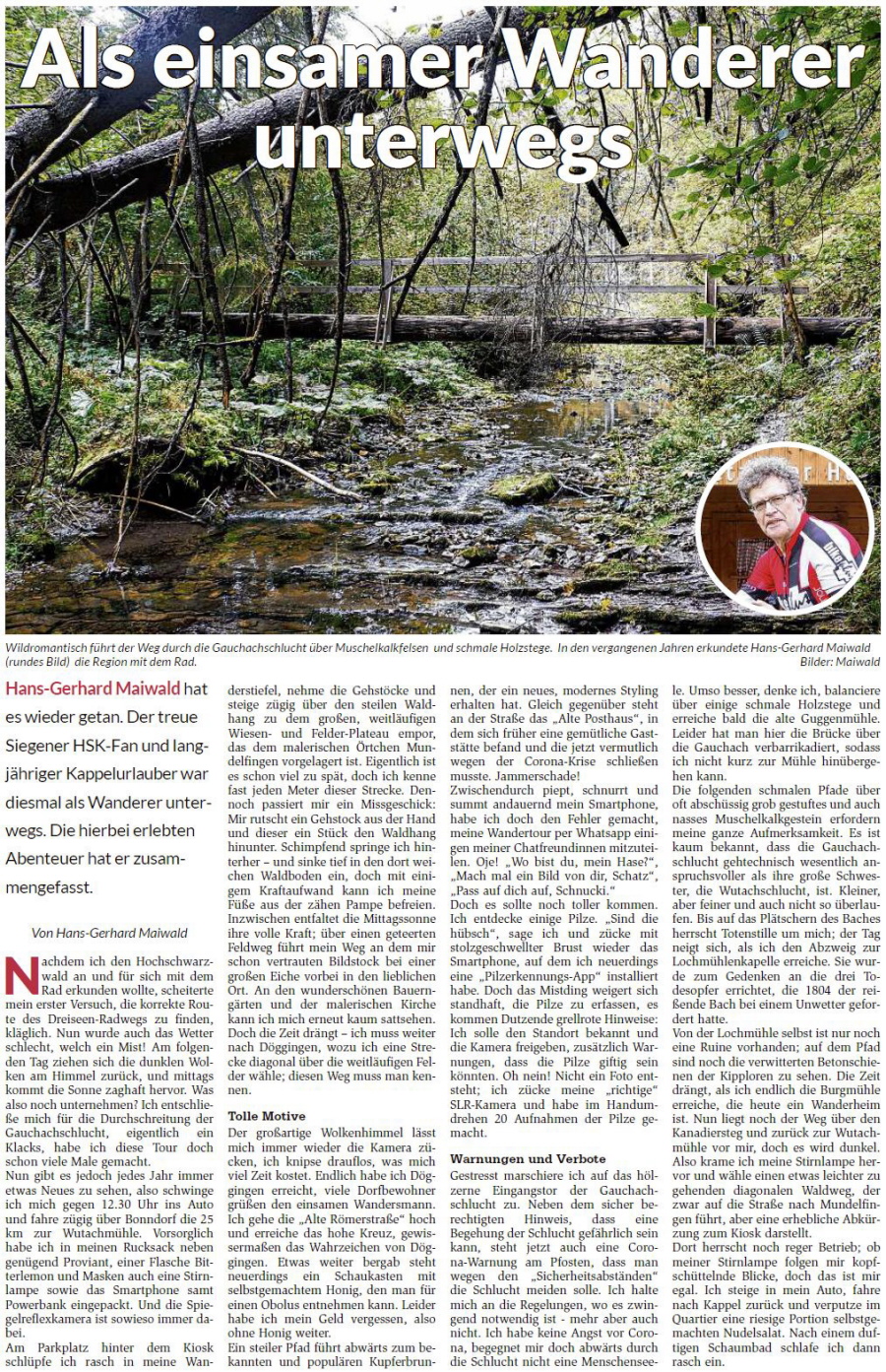 Eine etwas abenteuerliche Begehung der Gauchachschlucht am 28. September 2020, wobei der Autor in die Dunkelheit geriet