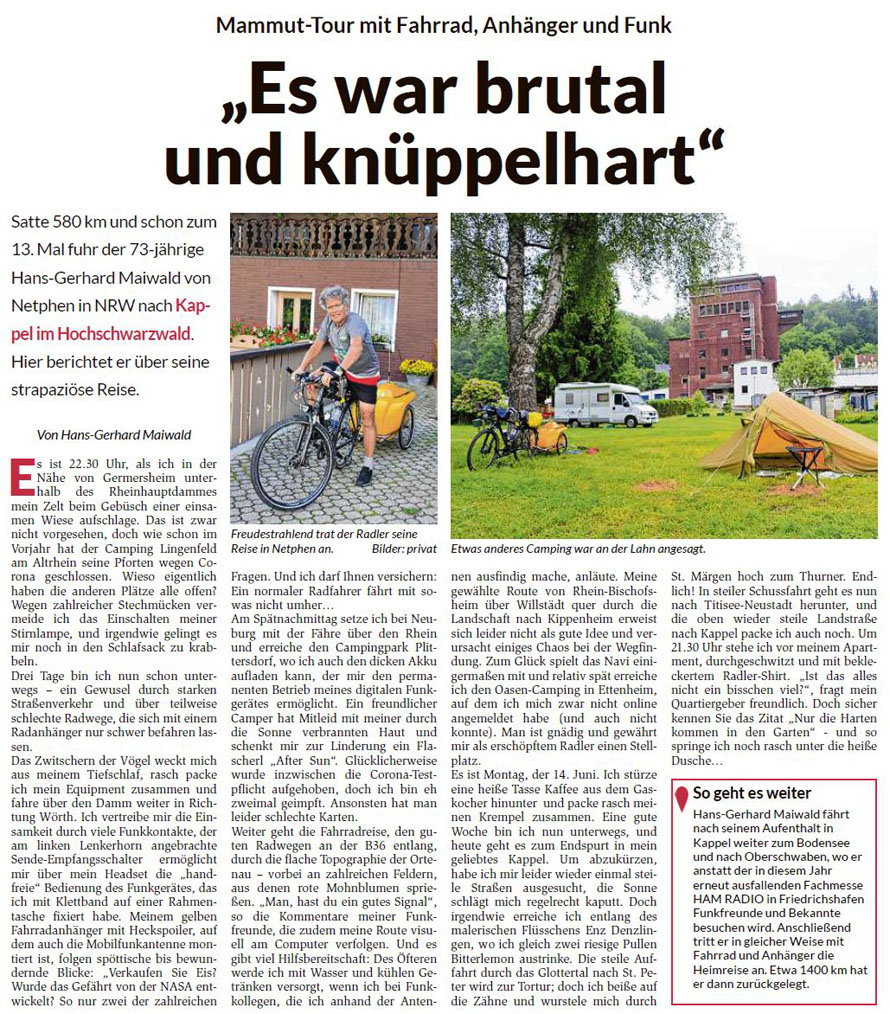 580 km waren es von Dreis-Tiefenbach nach Kappel im Hochschwarzwald - eine extreme und schwere Fahrradreise 580 km waren es von Dreis-Tiefenbach nach Kappel im Hochschwarzwald - eine extreme und schwere Fahrradreise