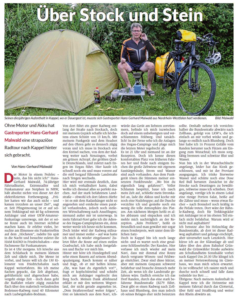 Beschreibung der Anreise mit dem Fahrrad von Friedrichshafen-Fischbach nach Lenzkirch-Kappel Beschreibung der Anreise mit dem Fahrrad von Friedrichshafen-Fischbach nach Lenzkirch-Kappel